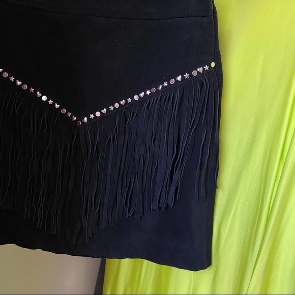Maje Black Jaco Fringe-trimmed Suede Skirt - Picture 3 of 7